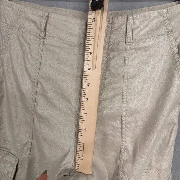 Alice + Olivia Pants Womens 4 Cargo Cropped Shimmer Coated Linen Blend Stretch - Picture 12 of 13